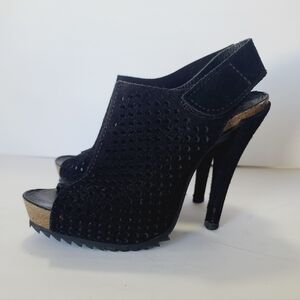 Pedro Garcia Candela Perforated Suede Platform Heels Size 37.5